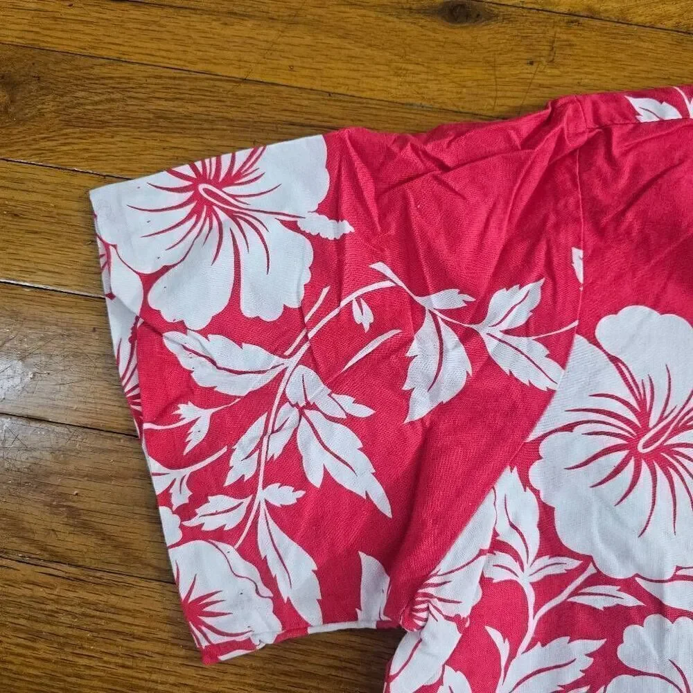 Vintage Hilo Hattie Hawaiian Shirt Large Red Floral - Picture 3 of 7